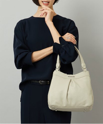 BKCAD07160 MK MICHEL KLEIN BAG [2WAY]合成皮革タックデザインバッグ