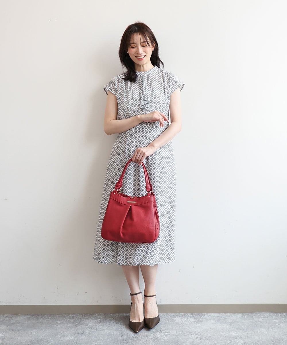 BKCAD07160 MK MICHEL KLEIN BAG(MK ミッシェルクラン バッグ) [2WAY]合成皮革タックデザインバッグ グレー