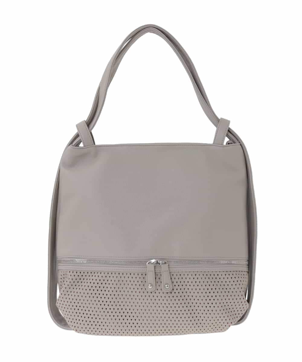 BKCAD26165 MK MICHEL KLEIN BAG(MK ミッシェルクラン バッグ) [2WAY]パンチングデザイン変形トートバッグ ライトグレー