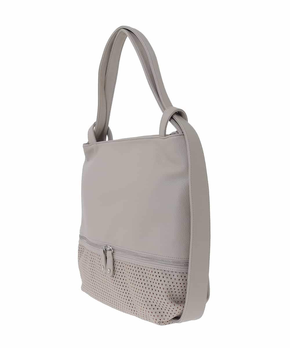 BKCAD26165 MK MICHEL KLEIN BAG(MK ミッシェルクラン バッグ) [2WAY]パンチングデザイン変形トートバッグ ライトグレー