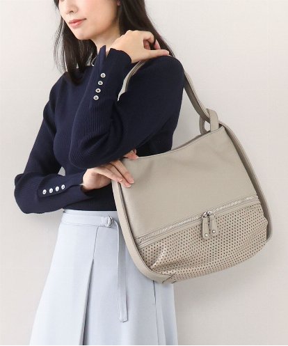 BKCAD28155 MK MICHEL KLEIN BAG [2WAY]パンチングデザイン変形ミニトートバッグ