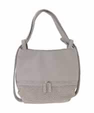 BKCAD28155 MK MICHEL KLEIN BAG(MK ミッシェルクラン バッグ) [2WAY]パンチングデザイン変形ミニトートバッグ ライトグレー
