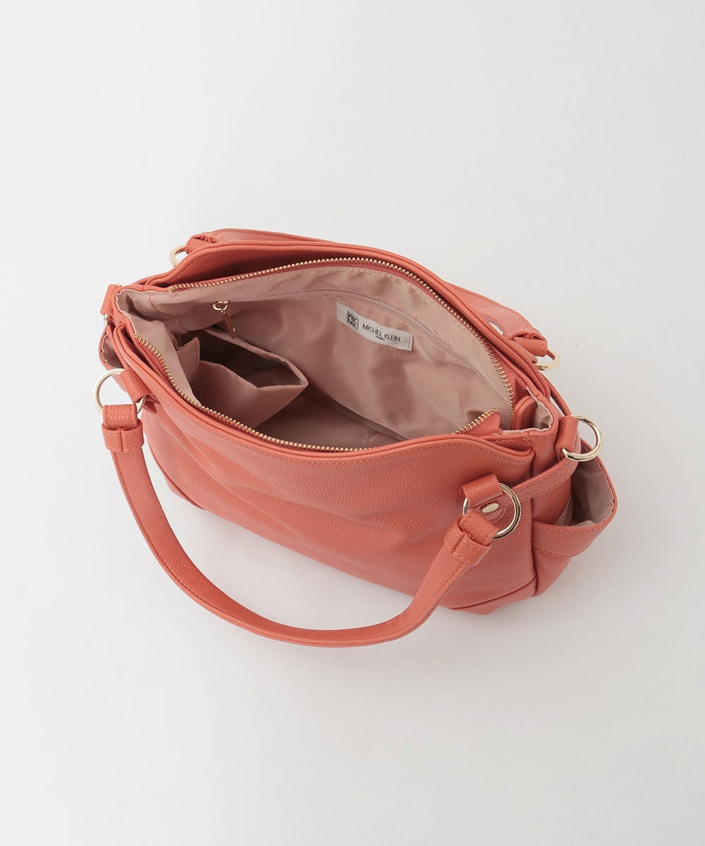 BKCAG08150 MK MICHEL KLEIN BAG(MK ミッシェルクラン バッグ) [2WAY]サイドポケットデザイントートバッグ オレンジ