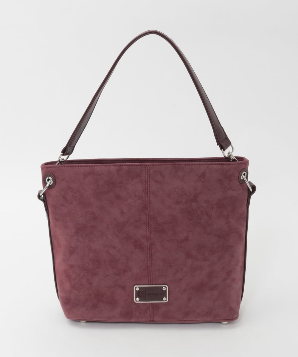 BKCAG09160 MK MICHEL KLEIN BAG(MK ミッシェルクラン バッグ) [2WAY]スエード風メタルタグアクセントショルダーバッグ ブラウン