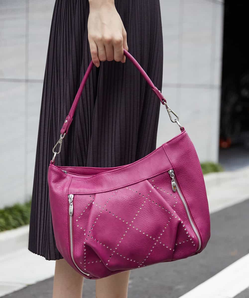BKCAJ08150 MK MICHEL KLEIN BAG(MK ミッシェルクラン バッグ) 【2WAY】パンチングショルダーバッグ パープル