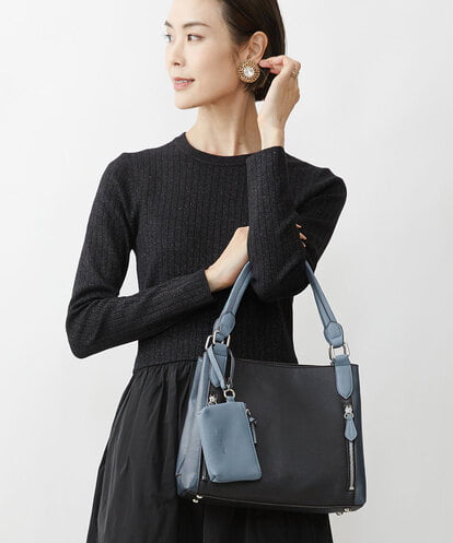 BKCAW07150 MK MICHEL KLEIN BAG [2WAY/キーケース付き]サイドファスナースクエアトートバッグ