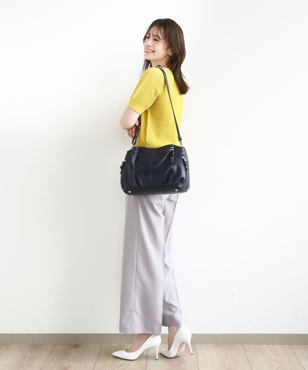 BKCGA04140 MK MICHEL KLEIN BAG(MK ミッシェルクラン バッグ) [2WAY]ベルトデザインラウンドトートバッグ ラベンダー