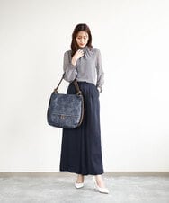BKCGA05165 MK MICHEL KLEIN BAG(MK ミッシェルクラン バッグ) [2WAY/A4サイズ対応]シルバーラメアクセント変形トートバッグ ブルー