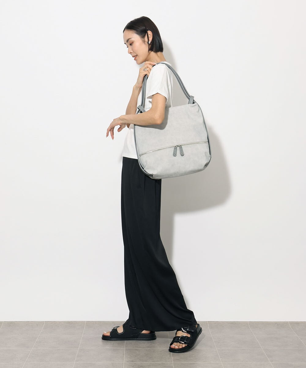 BKCGA05165 MK MICHEL KLEIN BAG(MK ミッシェルクラン バッグ) [2WAY/A4サイズ対応]シルバーラメアクセント変形トートバッグ ブルー