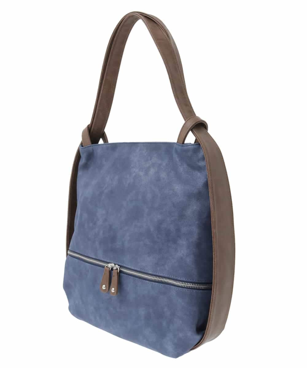 BKCGA05165 MK MICHEL KLEIN BAG(MK ミッシェルクラン バッグ) [2WAY/A4サイズ対応]シルバーラメアクセント変形トートバッグ ブルー