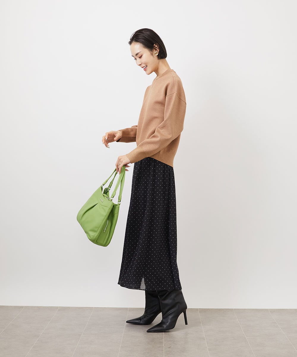 BKCGA07160 MK MICHEL KLEIN BAG(MK ミッシェルクラン バッグ) [2WAY]合成皮革タックデザインバッグ イエロー