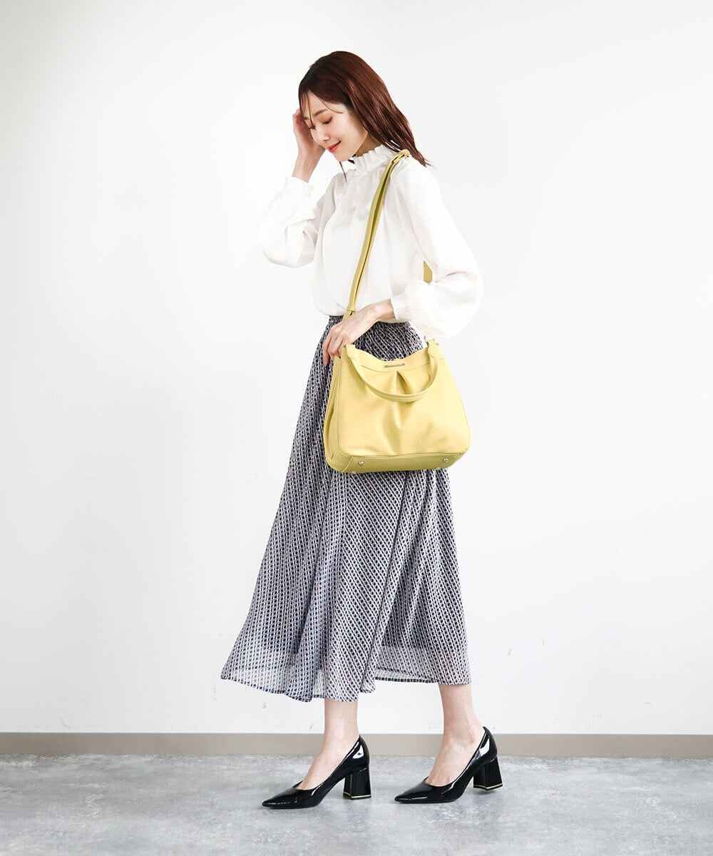 BKCGA07160 MK MICHEL KLEIN BAG(MK ミッシェルクラン バッグ) [2WAY]合成皮革タックデザインバッグ イエロー