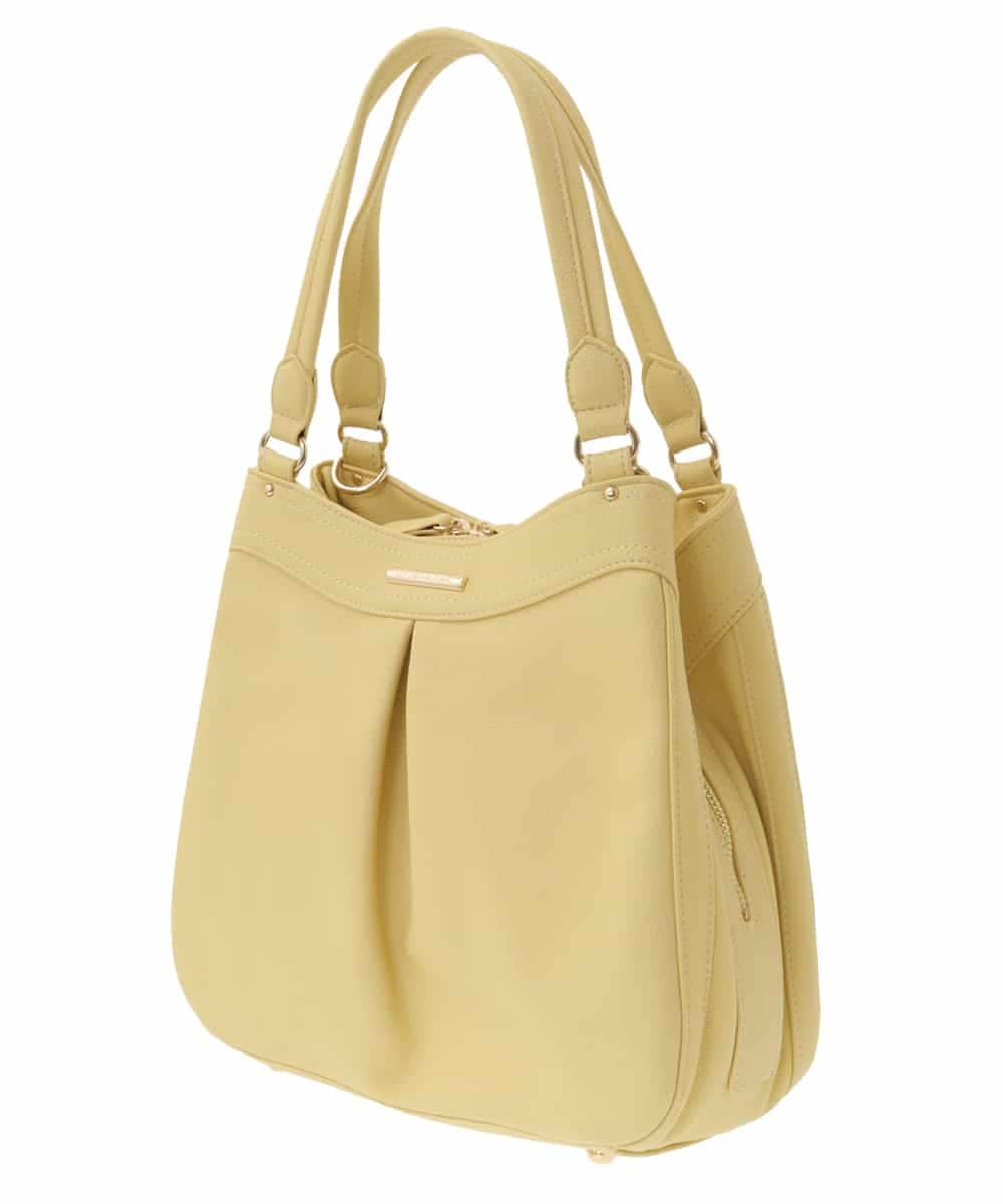 BKCGA07160 MK MICHEL KLEIN BAG(MK ミッシェルクラン バッグ) [2WAY]合成皮革タックデザインバッグ イエロー