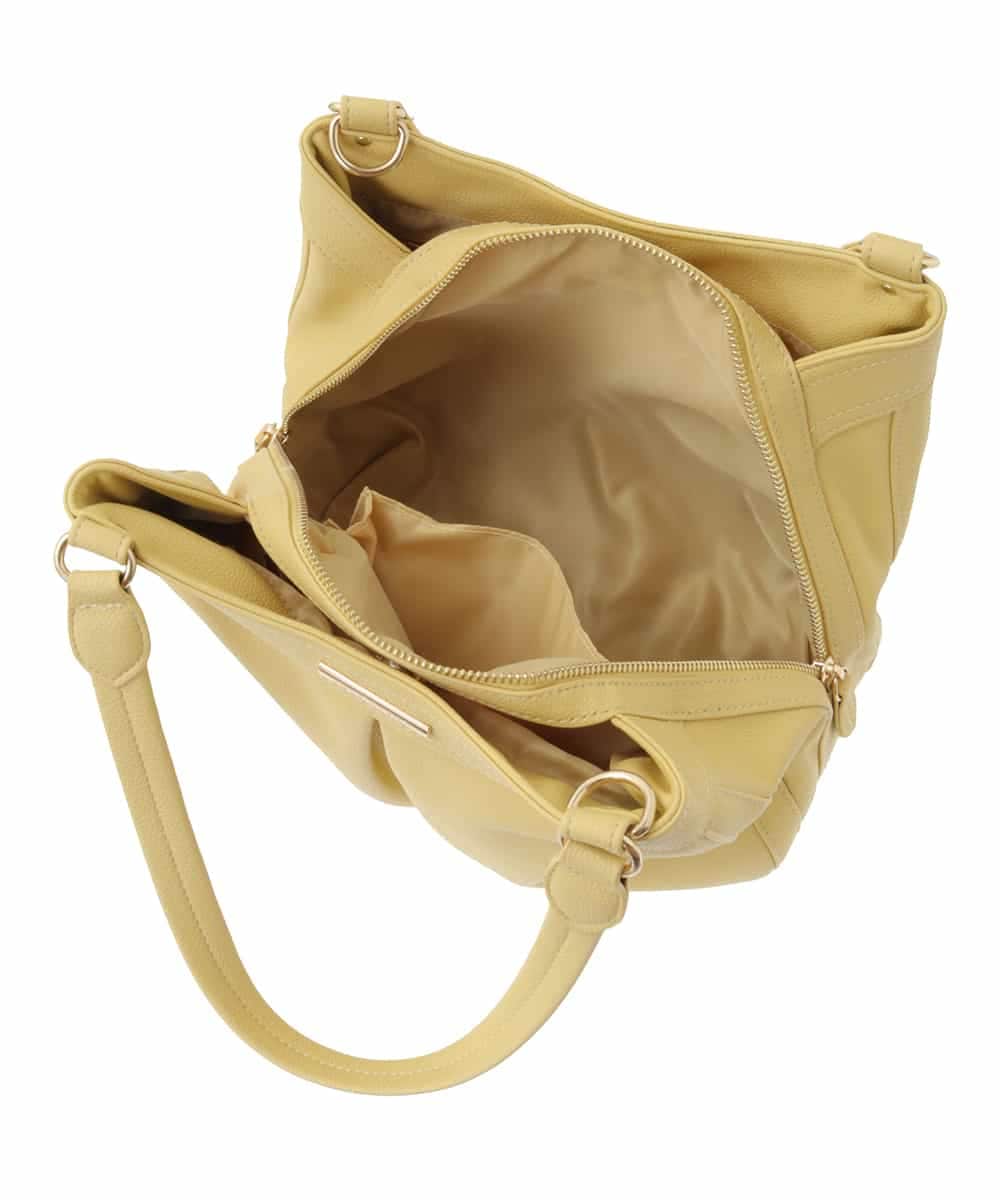 BKCGA07160 MK MICHEL KLEIN BAG(MK ミッシェルクラン バッグ) [2WAY]合成皮革タックデザインバッグ イエロー