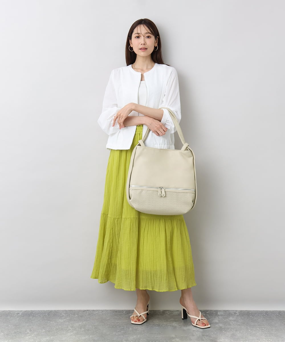 BKCGA26165 MK MICHEL KLEIN BAG(MK ミッシェルクラン バッグ) [2WAY/A4サイズ対応]パンチングデザイン変形トートバッグ マスタード