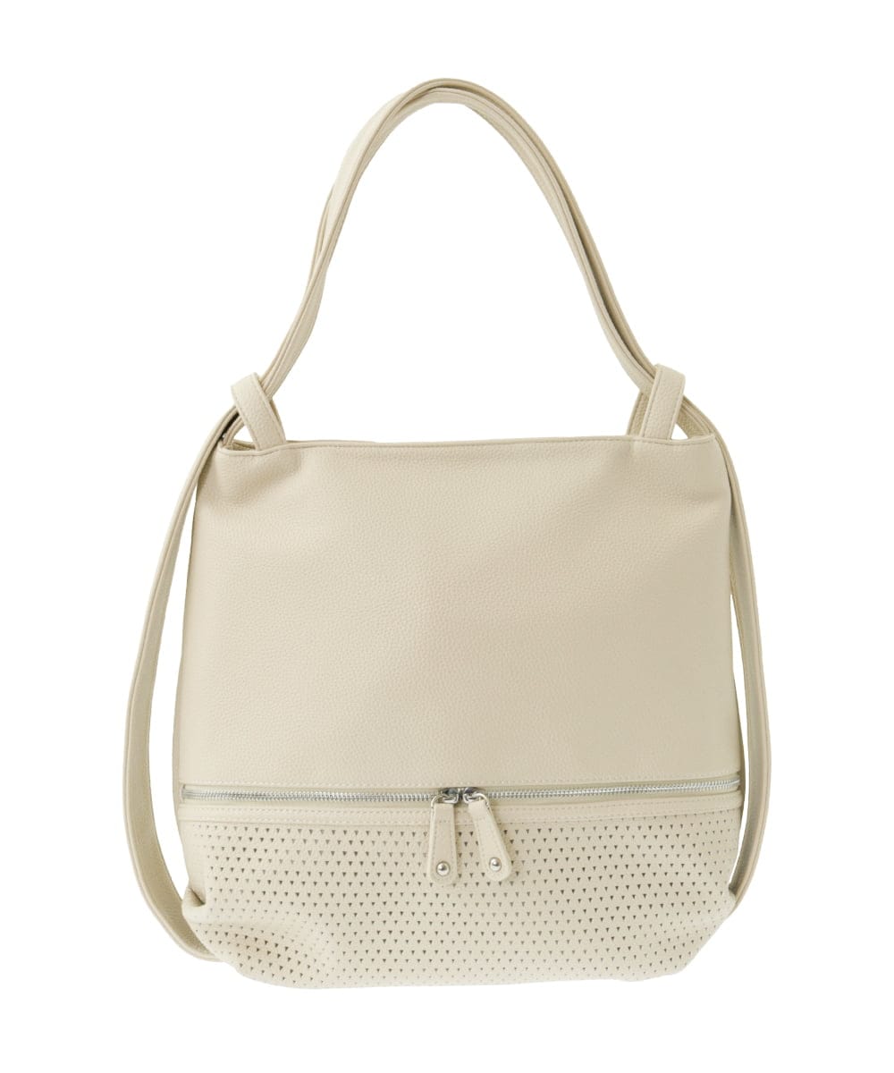 BKCGA26165 MK MICHEL KLEIN BAG(MK ミッシェルクラン バッグ) [2WAY/A4サイズ対応]パンチングデザイン変形トートバッグ マスタード