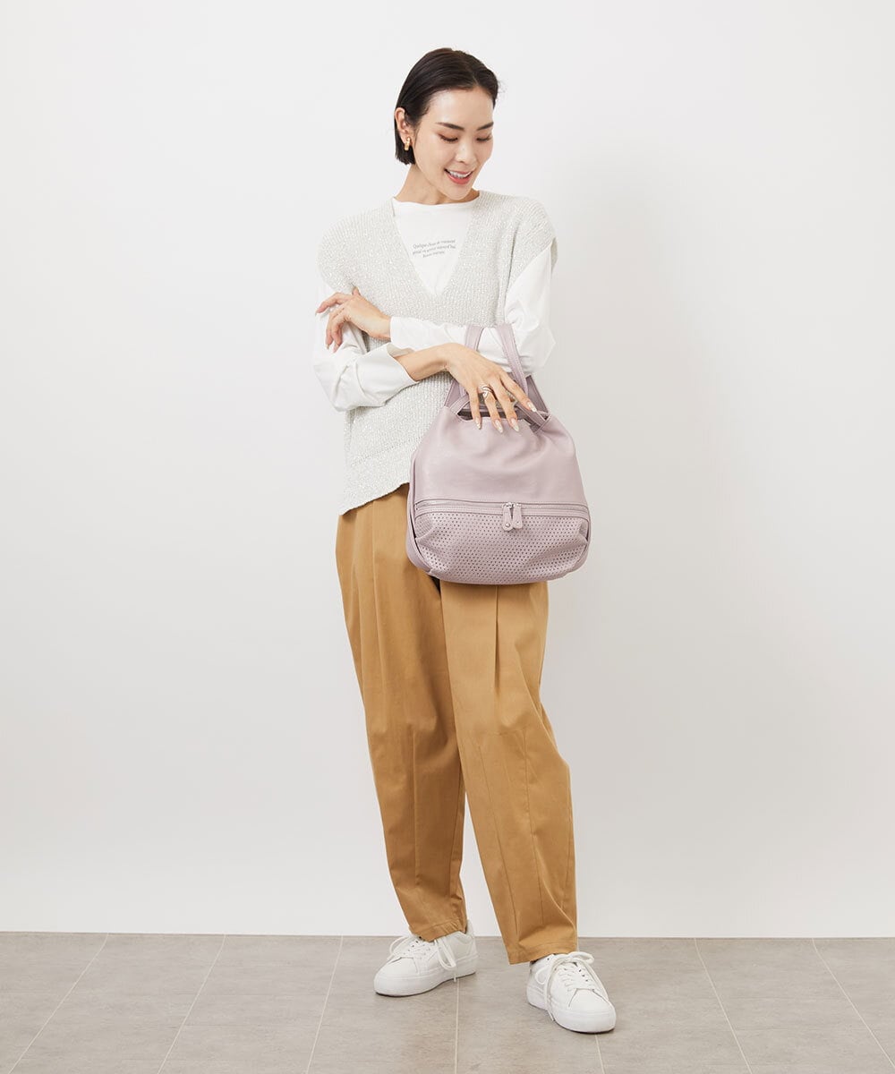 BKCGA28155 MK MICHEL KLEIN BAG(MK ミッシェルクラン バッグ) [2WAY]パンチングデザイン変形ミニトートバッグ マスタード