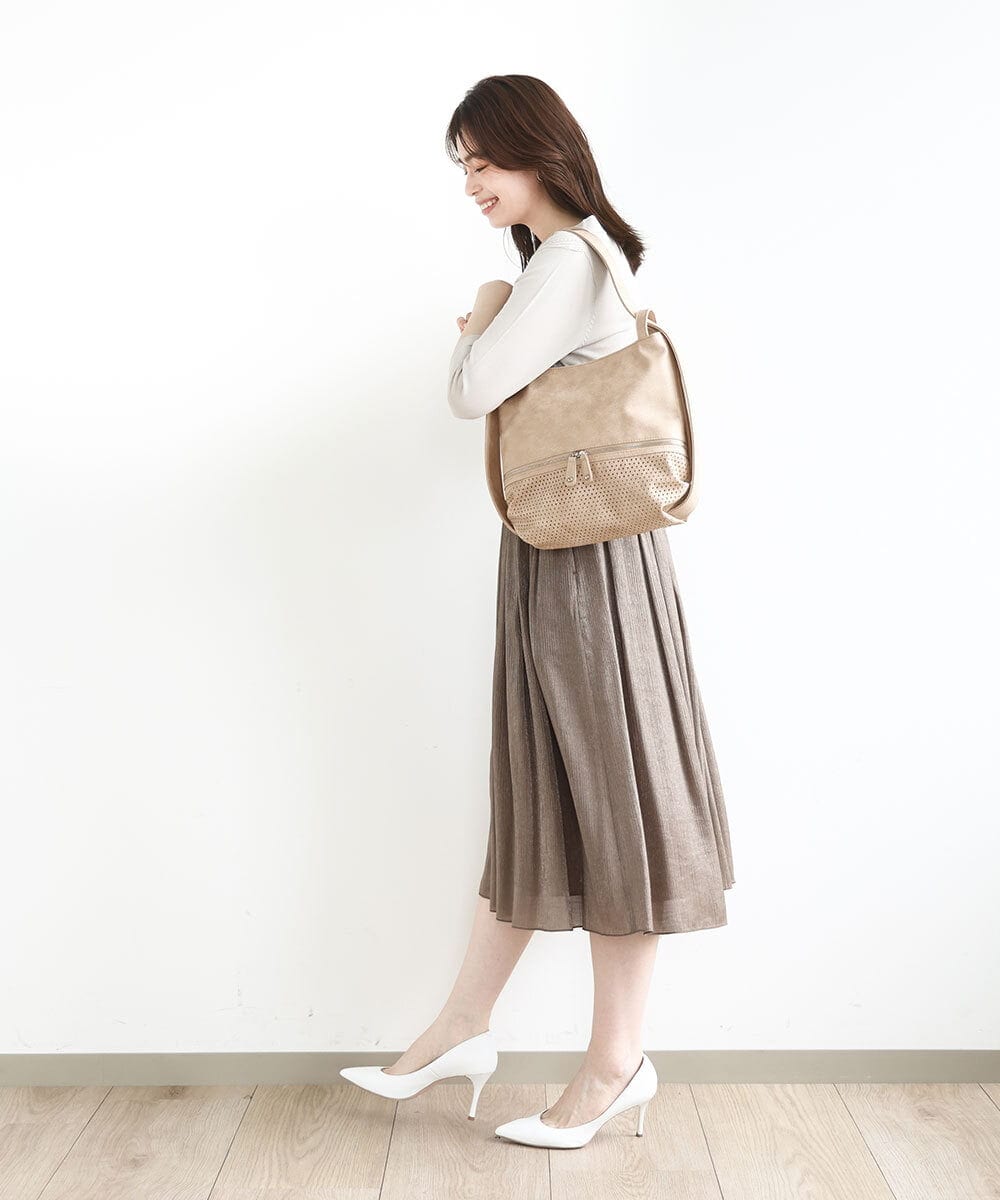 BKCGA28155 MK MICHEL KLEIN BAG(MK ミッシェルクラン バッグ) [2WAY]パンチングデザイン変形ミニトートバッグ マスタード