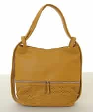 BKCGA28155 MK MICHEL KLEIN BAG(MK ミッシェルクラン バッグ) [2WAY]パンチングデザイン変形ミニトートバッグ マスタード