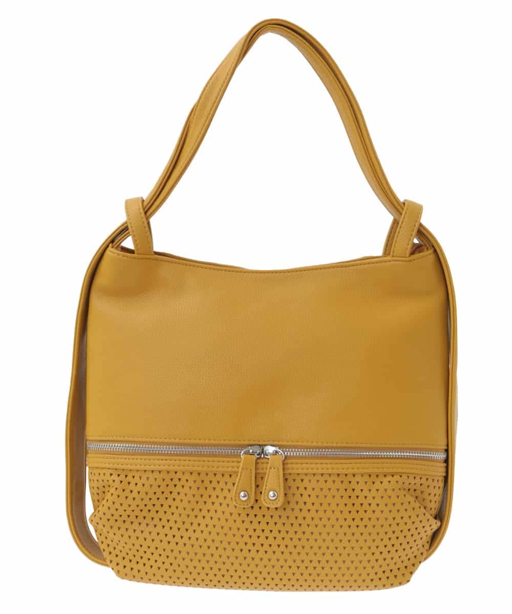 BKCGA28155 MK MICHEL KLEIN BAG(MK ミッシェルクラン バッグ) [2WAY]パンチングデザイン変形ミニトートバッグ マスタード