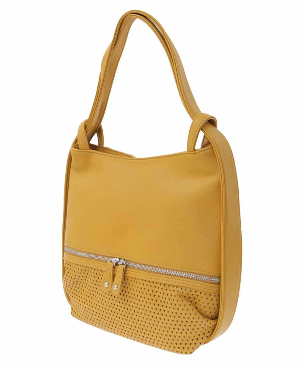 BKCGA28155 MK MICHEL KLEIN BAG(MK ミッシェルクラン バッグ) [2WAY]パンチングデザイン変形ミニトートバッグ マスタード