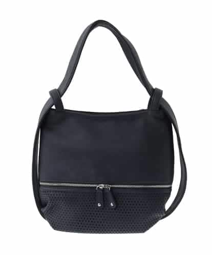 MK MICHEL KLEIN BAG(MK ミッシェルクラン バッグ) [2WAY]パンチングデザイン変形ミニトートバッグ ネイビー/紺 フリーサイズ