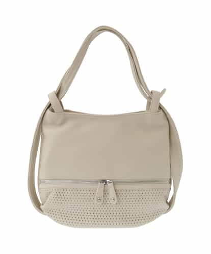 MK MICHEL KLEIN BAG(MK ミッシェルクラン バッグ) [2WAY]パンチングデザイン変形ミニトートバッグ アイボリー/白 フリーサイズ