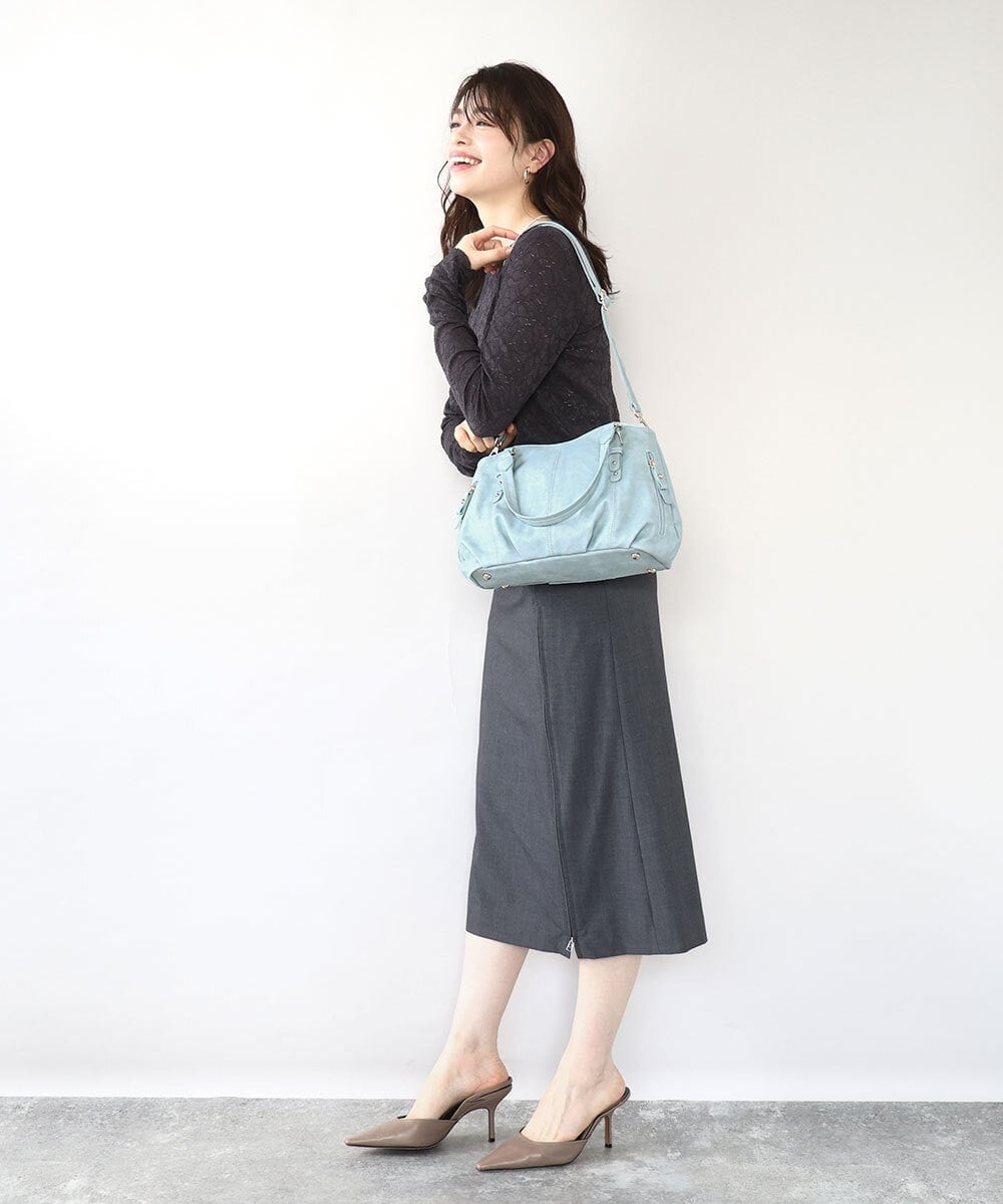 BKCGD04140 MK MICHEL KLEIN BAG(MK ミッシェルクラン バッグ) [2WAY]ベルトデザインラウンドトートバッグ アイボリー