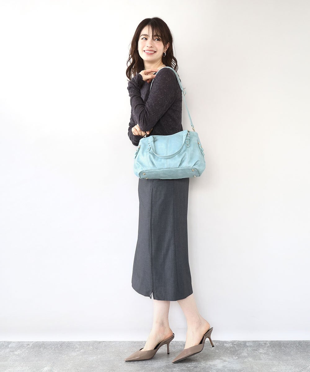 BKCGD04140 MK MICHEL KLEIN BAG(MK ミッシェルクラン バッグ) [2WAY]ベルトデザインラウンドトートバッグ アイボリー