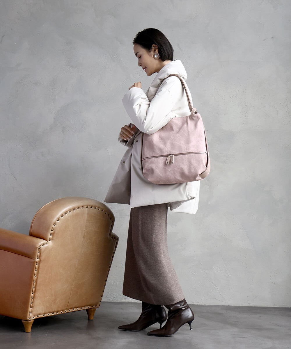 BKCGD05165 MK MICHEL KLEIN BAG(MK ミッシェルクラン バッグ) [2WAY/A4収納可]デニム風デザイン変形トートバッグ ネイビー