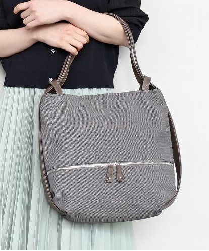 BKCGD05165 MK MICHEL KLEIN BAG [2WAY/A4収納可]布帛風デザイン変形トートバッグ