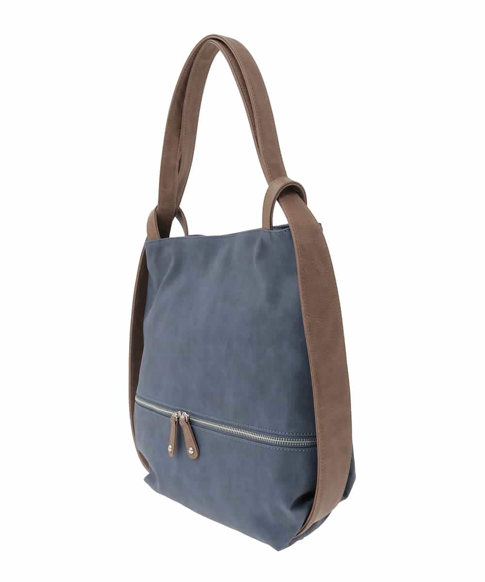 BKCGD05165 MK MICHEL KLEIN BAG(MK ミッシェルクラン バッグ) [2WAY/A4収納可]デニム風デザイン変形トートバッグ ネイビー