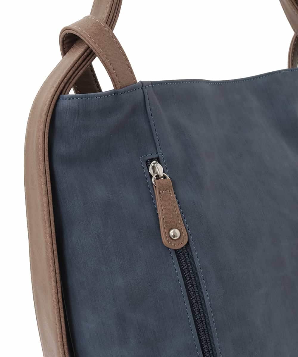 BKCGD05165 MK MICHEL KLEIN BAG(MK ミッシェルクラン バッグ) [2WAY/A4収納可]デニム風デザイン変形トートバッグ ネイビー