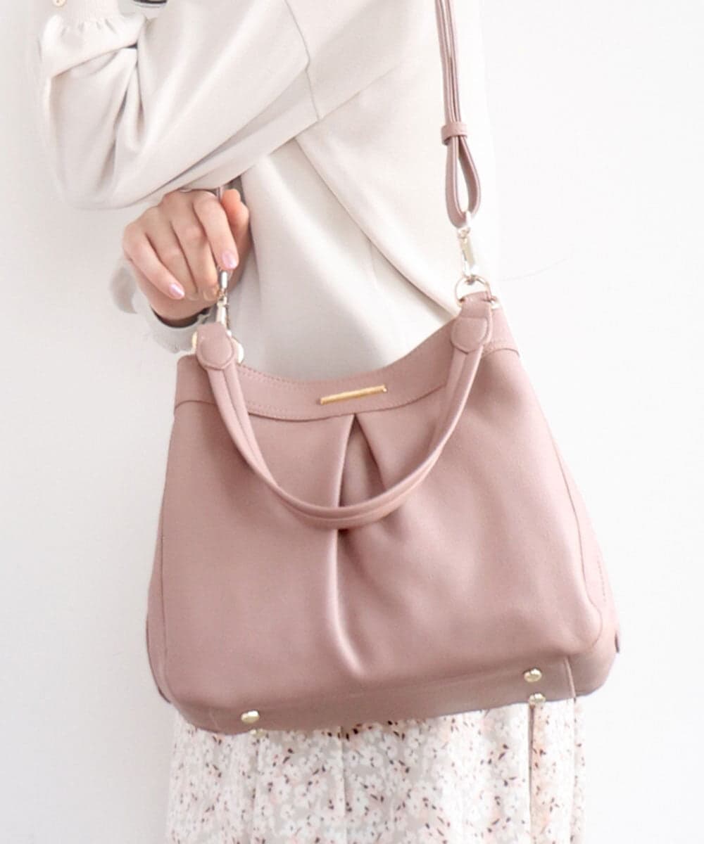 BKCGD07160 MK MICHEL KLEIN BAG(MK ミッシェルクラン バッグ) [2WAY]合成皮革タックデザインバッグ ピンク