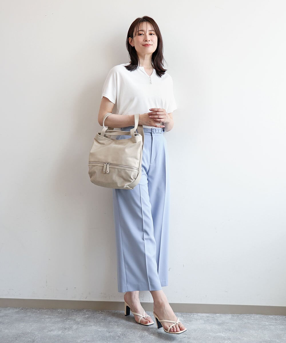 BKCGD28155 MK MICHEL KLEIN BAG(MK ミッシェルクラン バッグ) [2WAY]パンチングデザイン変形ミニトートバッグ ライトブルー