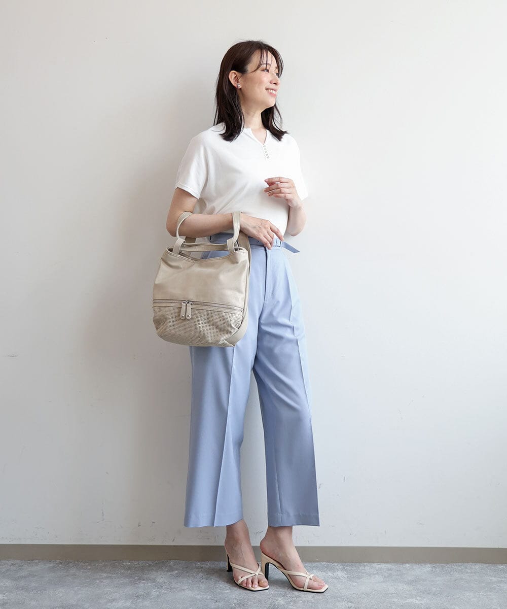 BKCGD28155 MK MICHEL KLEIN BAG(MK ミッシェルクラン バッグ) [2WAY]パンチングデザイン変形ミニトートバッグ ライトブルー