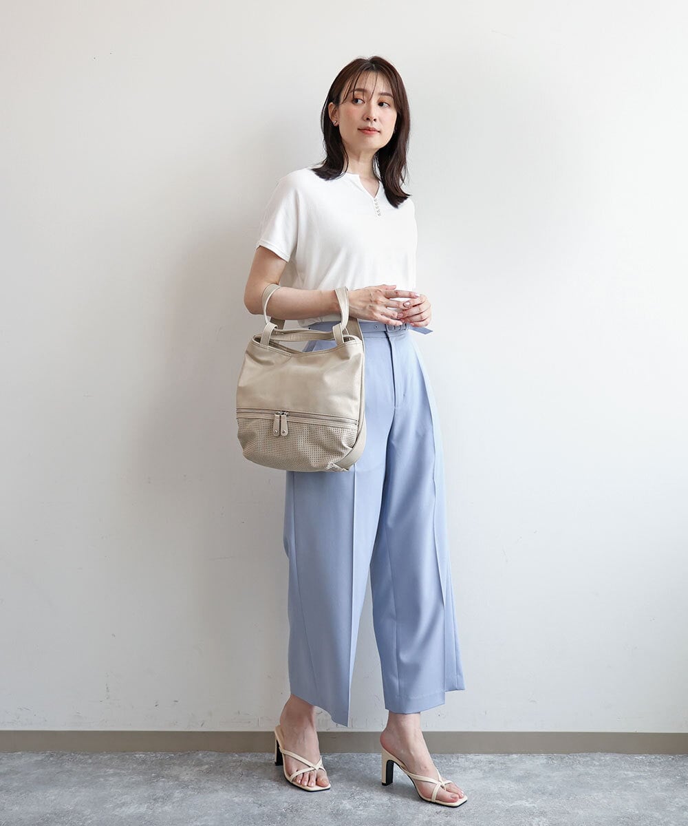 BKCGD28155 MK MICHEL KLEIN BAG(MK ミッシェルクラン バッグ) [2WAY]パンチングデザイン変形ミニトートバッグ ライトブルー