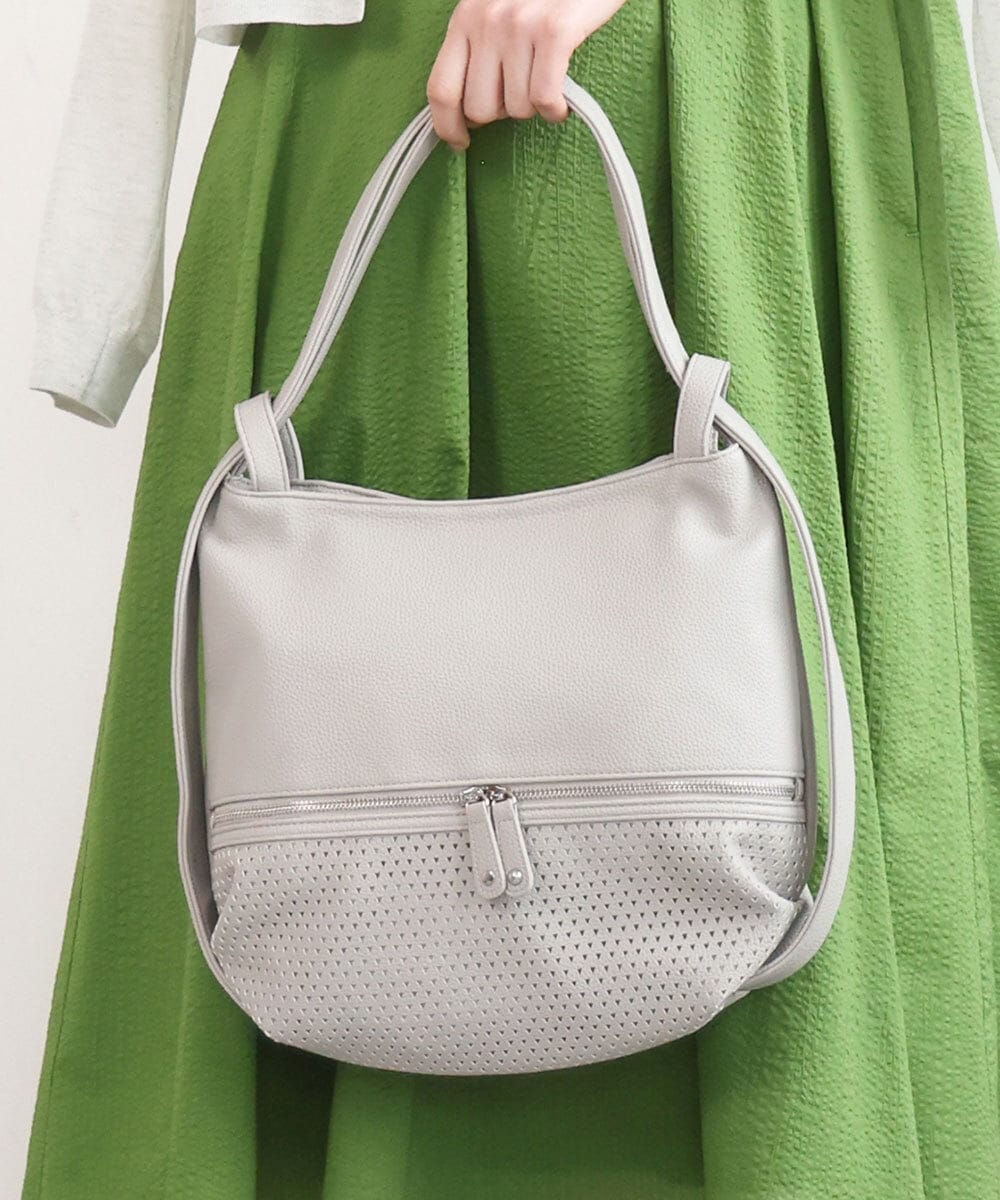 BKCGD28155 MK MICHEL KLEIN BAG(MK ミッシェルクラン バッグ) [2WAY]パンチングデザイン変形ミニトートバッグ ライトグレー