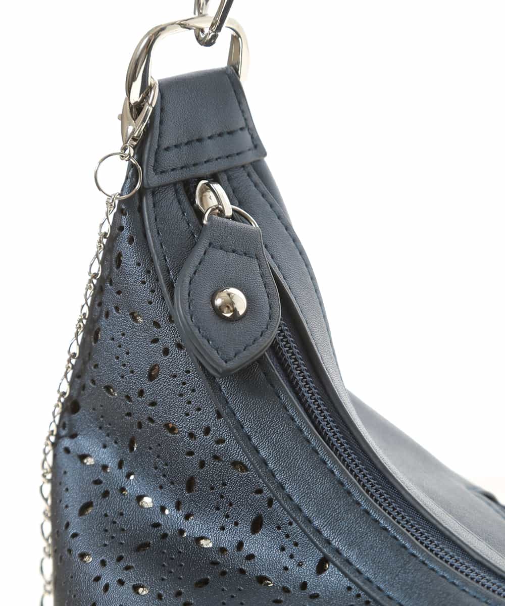 BKCGG49130 MK MICHEL KLEIN BAG(MK ミッシェルクラン バッグ) 【2WAY】フラワーパンチングショルダーバッグ ネイビー