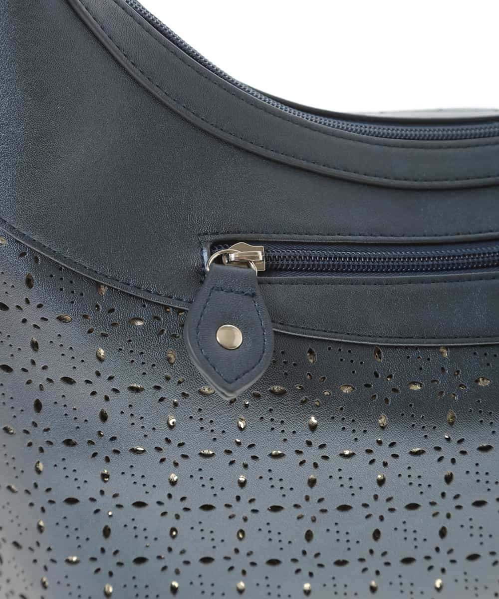 BKCGG49130 MK MICHEL KLEIN BAG(MK ミッシェルクラン バッグ) 【2WAY】フラワーパンチングショルダーバッグ ネイビー