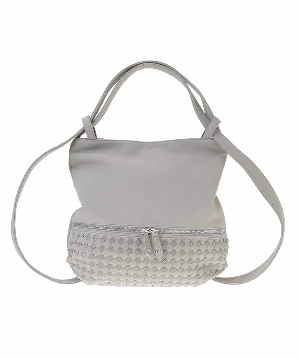 BKCGM26160 MK MICHEL KLEIN BAG(MK ミッシェルクラン バッグ) 【2WAY】フェイクレザービッグトートバッグ ライトグレー