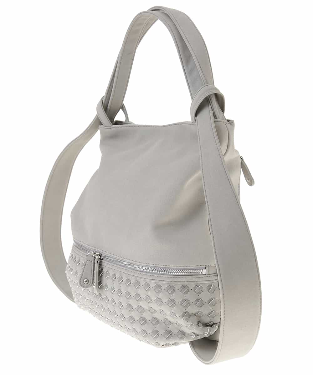 BKCGM26160 MK MICHEL KLEIN BAG(MK ミッシェルクラン バッグ) 【2WAY】フェイクレザービッグトートバッグ ライトグレー