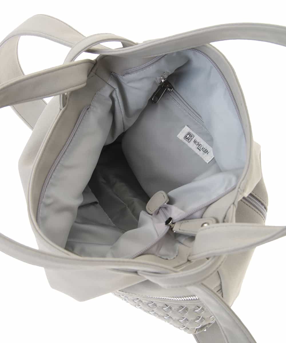 BKCGM26160 MK MICHEL KLEIN BAG(MK ミッシェルクラン バッグ) 【2WAY】フェイクレザービッグトートバッグ ライトグレー