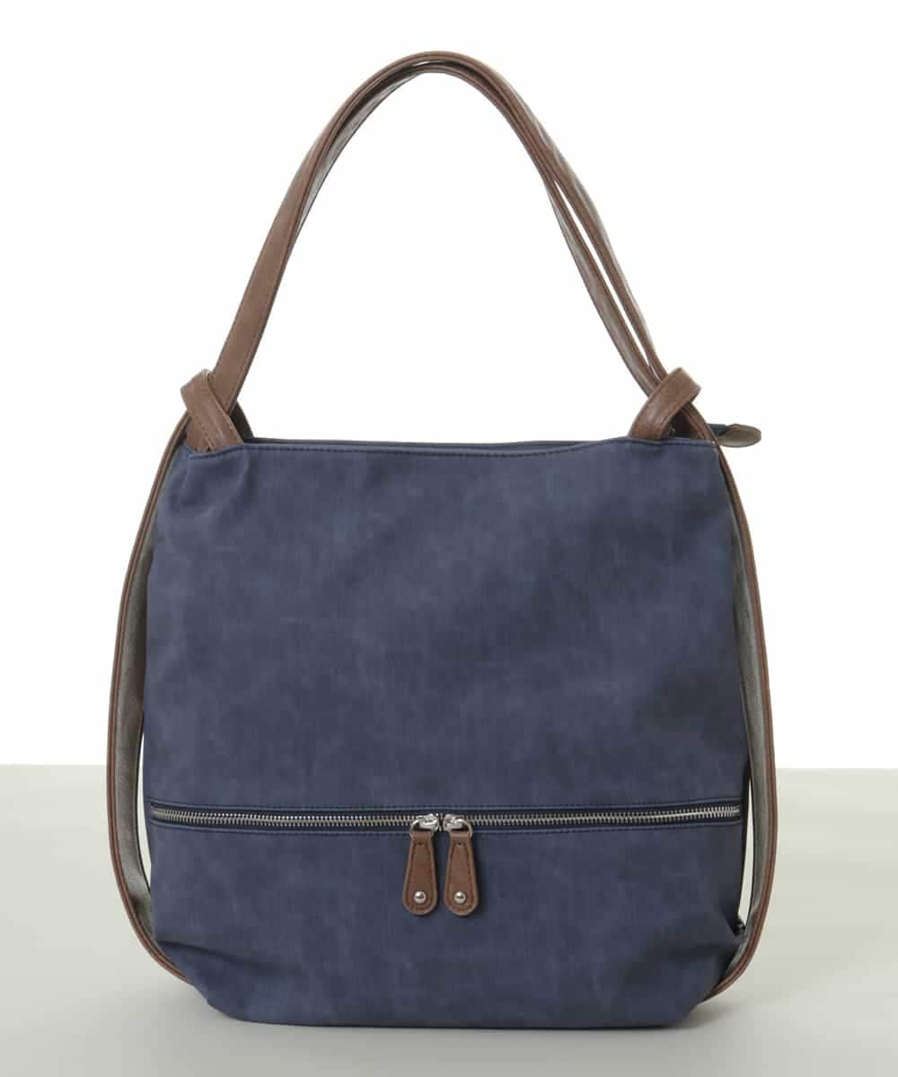 BKCGS05160 MK MICHEL KLEIN BAG(MK ミッシェルクラン バッグ) 【2WAY】フェイクレザーデニムプリントトートバッグ ネイビー
