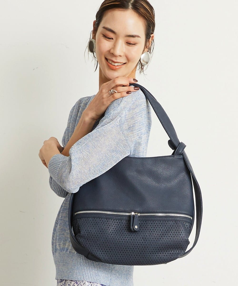 BKCGS28150 MK MICHEL KLEIN BAG(MK ミッシェルクラン バッグ) [2WAY]フェイクレザー変形ミニトートバッグ S ネイビー