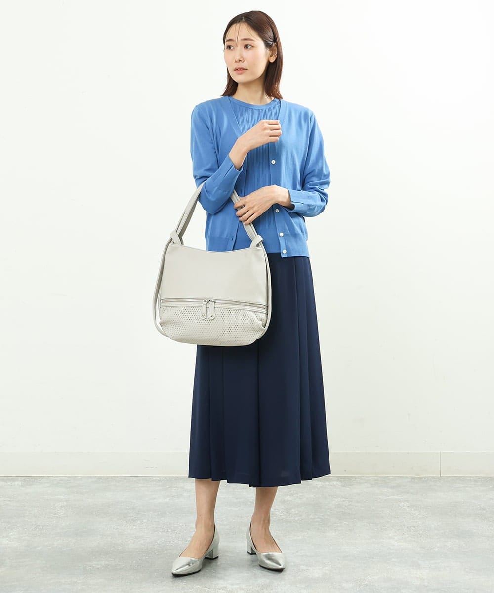 BKCGS28150 MK MICHEL KLEIN BAG(MK ミッシェルクラン バッグ) [2WAY]合成皮革変形ミニトートバッグ S ライトグレー