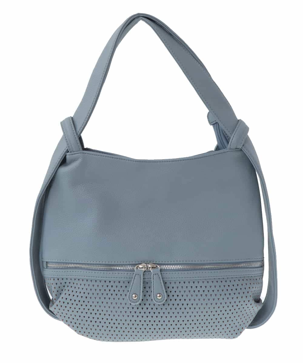 BKCGS28150 MK MICHEL KLEIN BAG(MK ミッシェルクラン バッグ) [2WAY]合成皮革変形ミニトートバッグ S ライトブルー