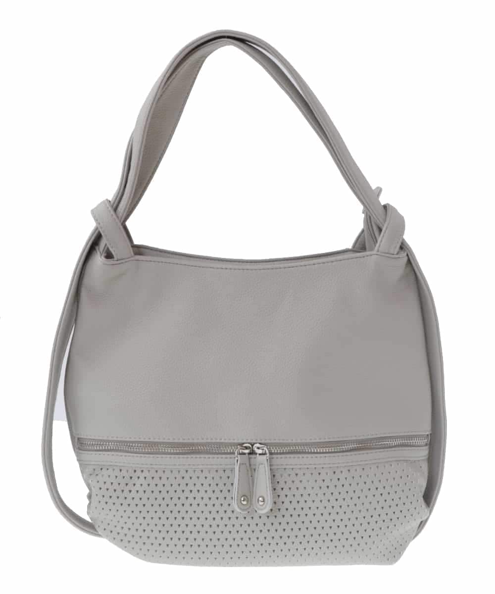 BKCGS28150 MK MICHEL KLEIN BAG(MK ミッシェルクラン バッグ) [2WAY]合成皮革変形ミニトートバッグ S ライトグレー