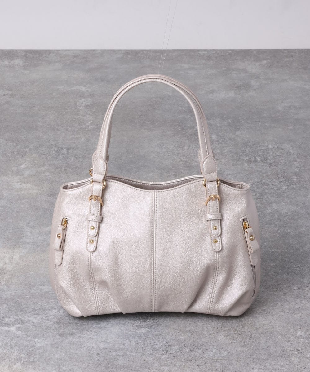 BKCGV04140 MK MICHEL KLEIN BAG(MK ミッシェルクラン バッグ) [2WAY]ベルトアクセントラウンドトートバッグ シャンパンピンク