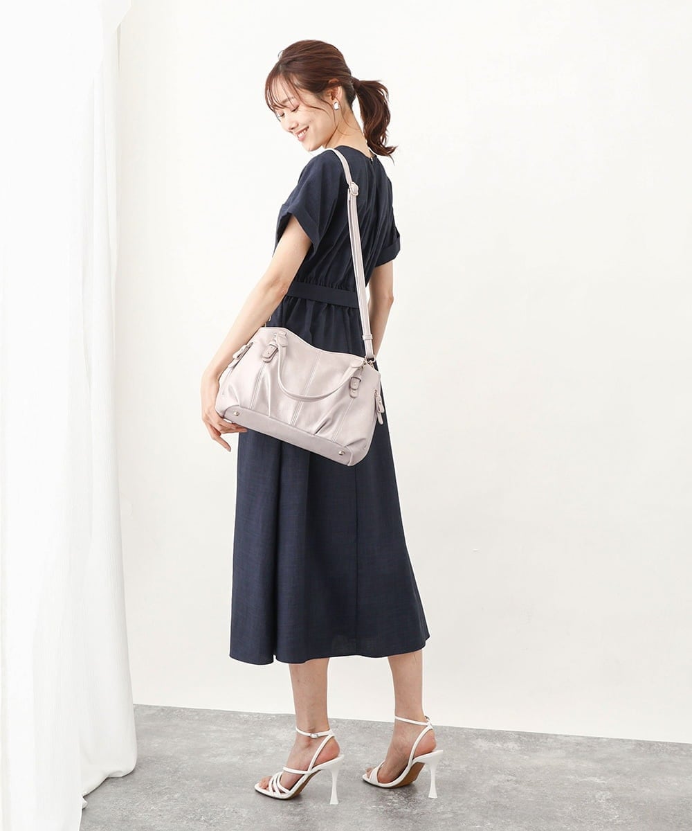 BKCGV04140 MK MICHEL KLEIN BAG(MK ミッシェルクラン バッグ) [2WAY]ベルトアクセントラウンドトートバッグ シャンパンピンク